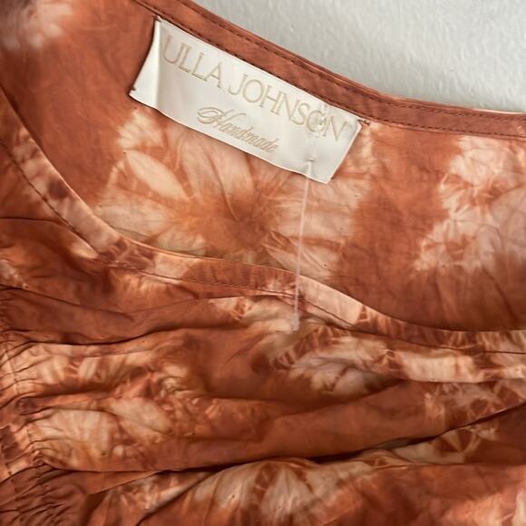 ULLA JOHNSON Senta One-Shoulder Tie Dye Stripe Cotton Top Sequoia - Picture 6 of 15